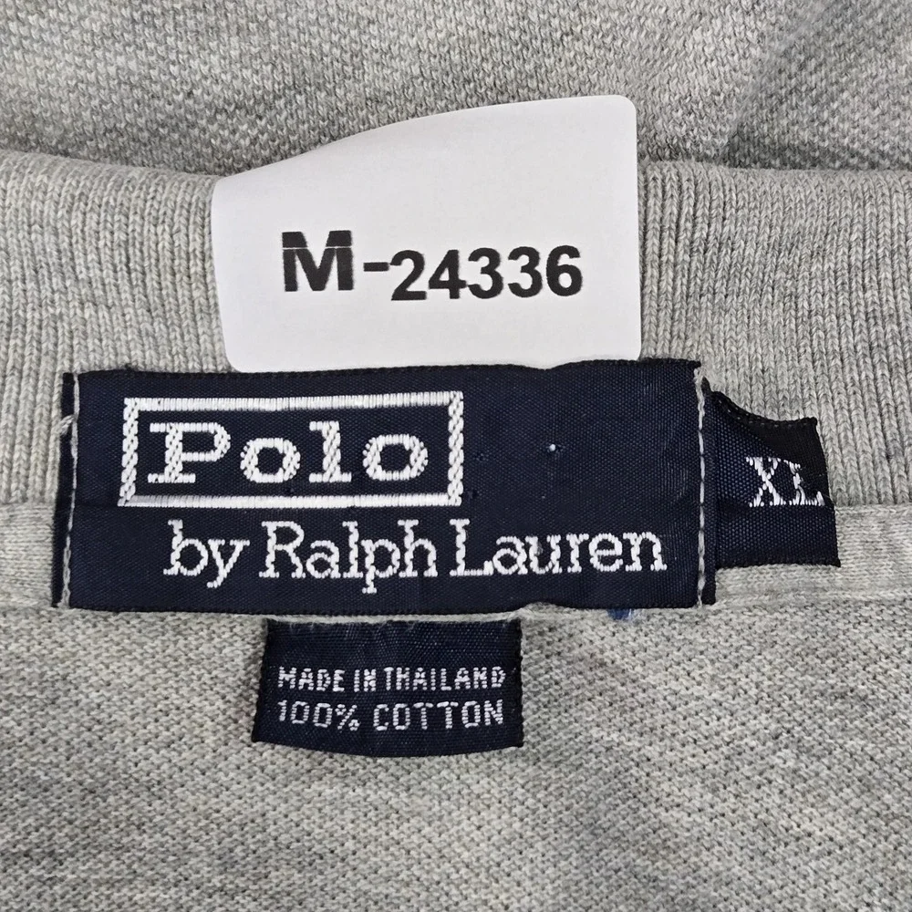 VINTAGE Polo‎ Ralph Lauren Men Polo XL Gray Embroidered Pony Logo Short Sleeve